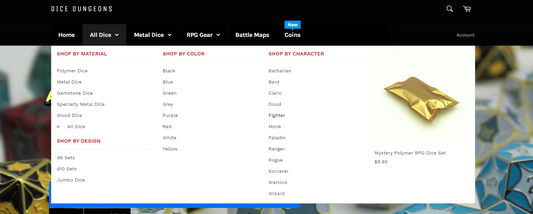 Shop by Class at Dice Dungeons