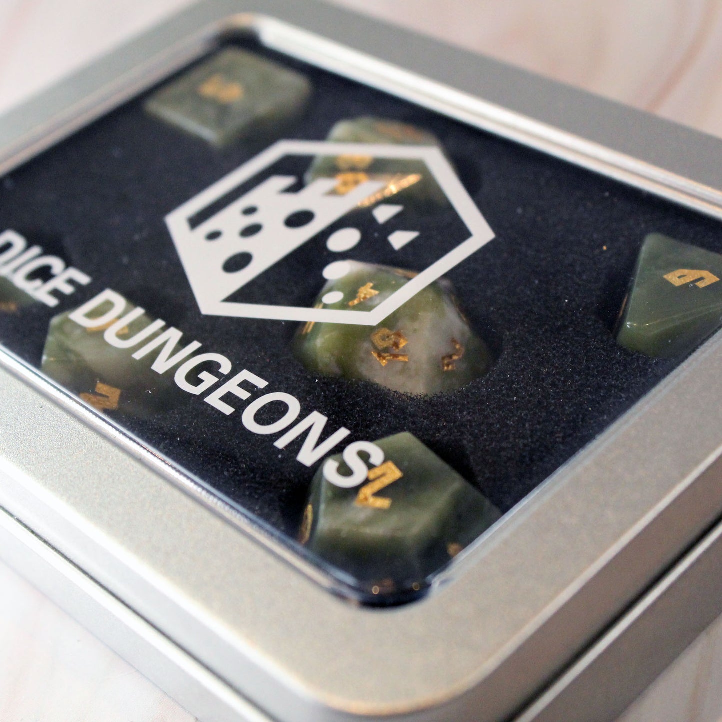Brazilian Jade Dice Set with Display Box