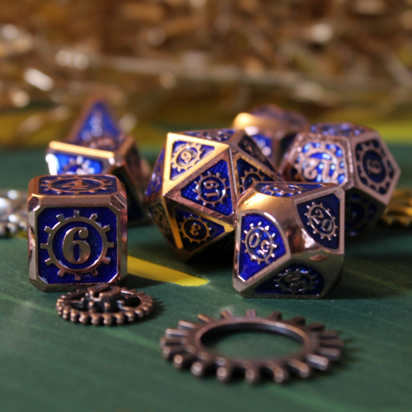 Metal Mechanist Blue Dice Set