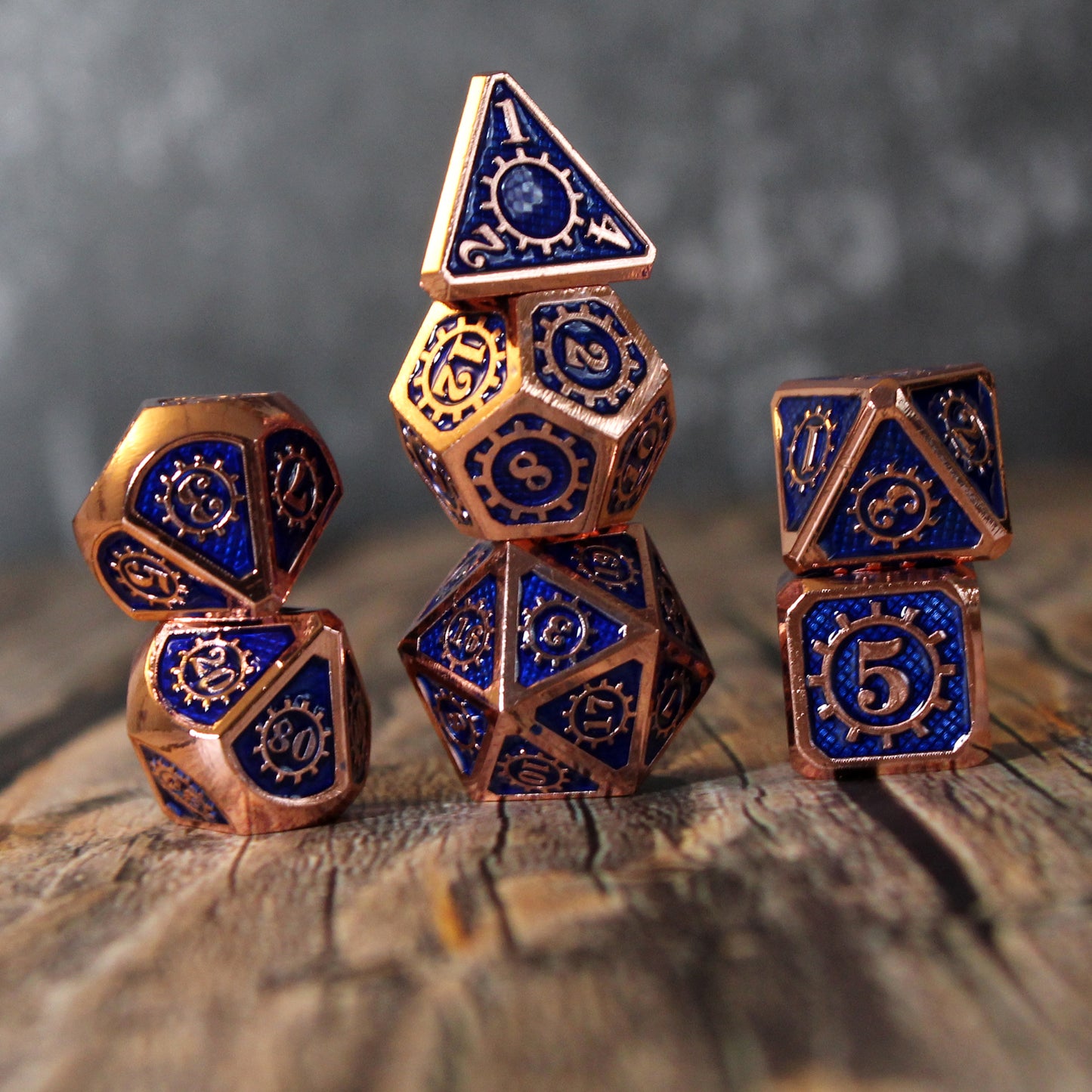 Metal Mechanist Blue Dice Set