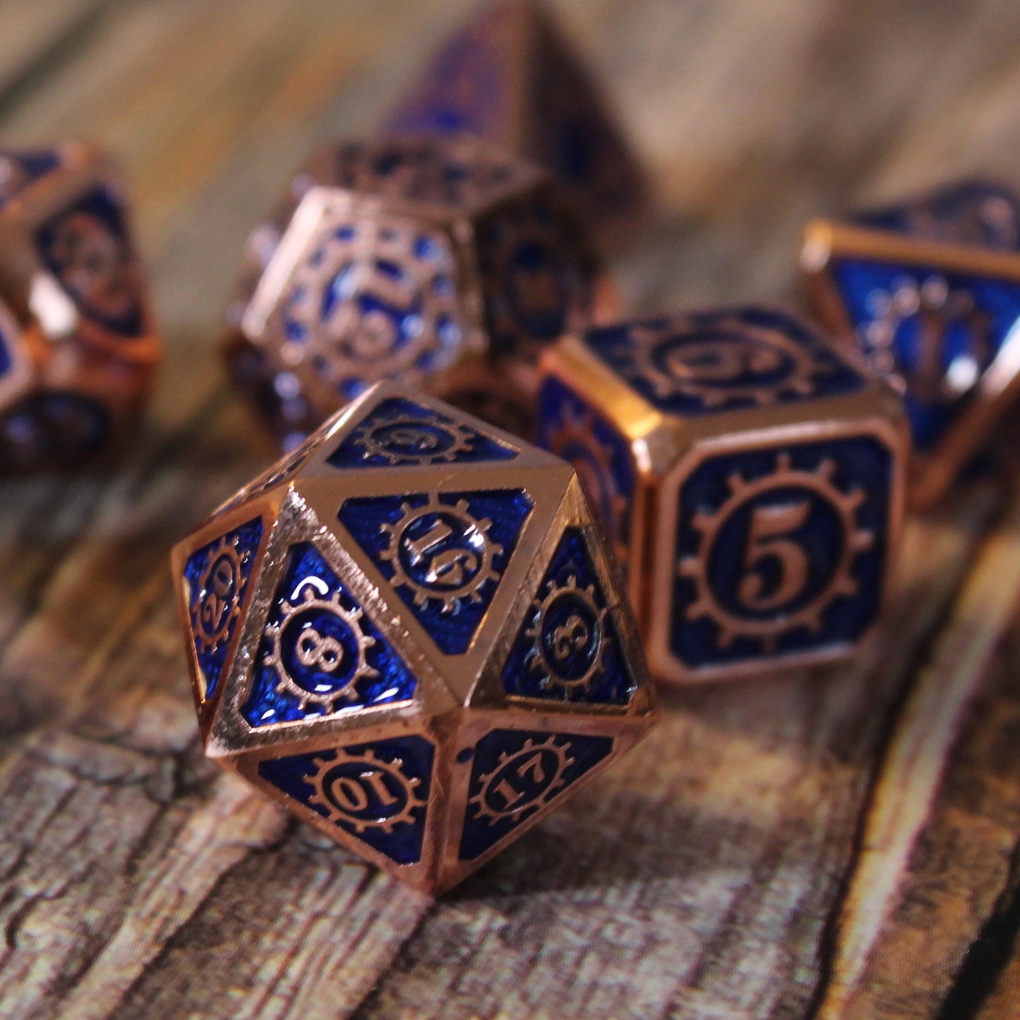 Metal Mechanist Blue Dice Set