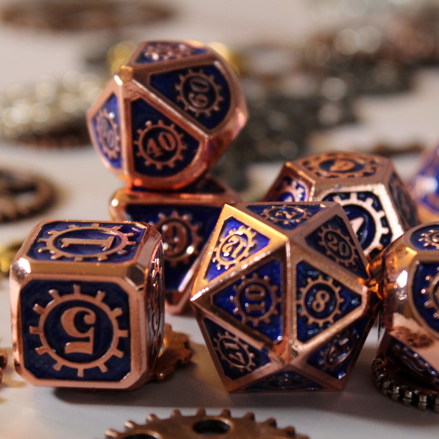 Metal Mechanist Blue Dice Set