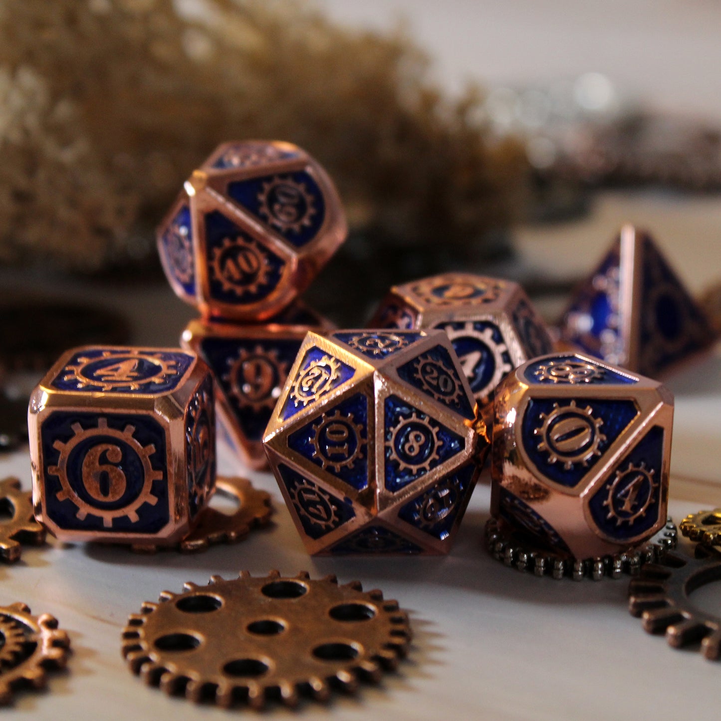 Metal Mechanist Blue Dice Set