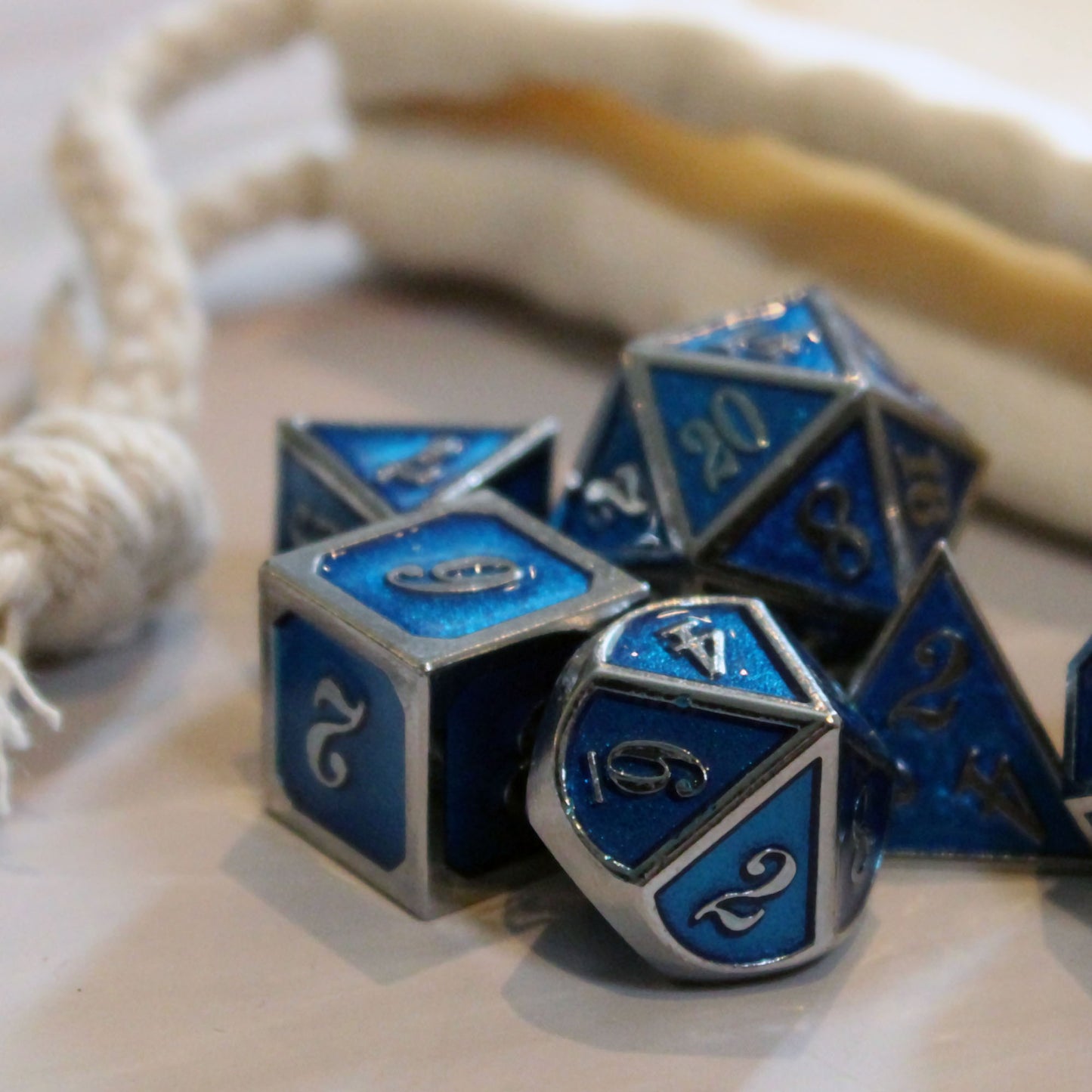 Metal Imperial Blue & Silver Dice Set