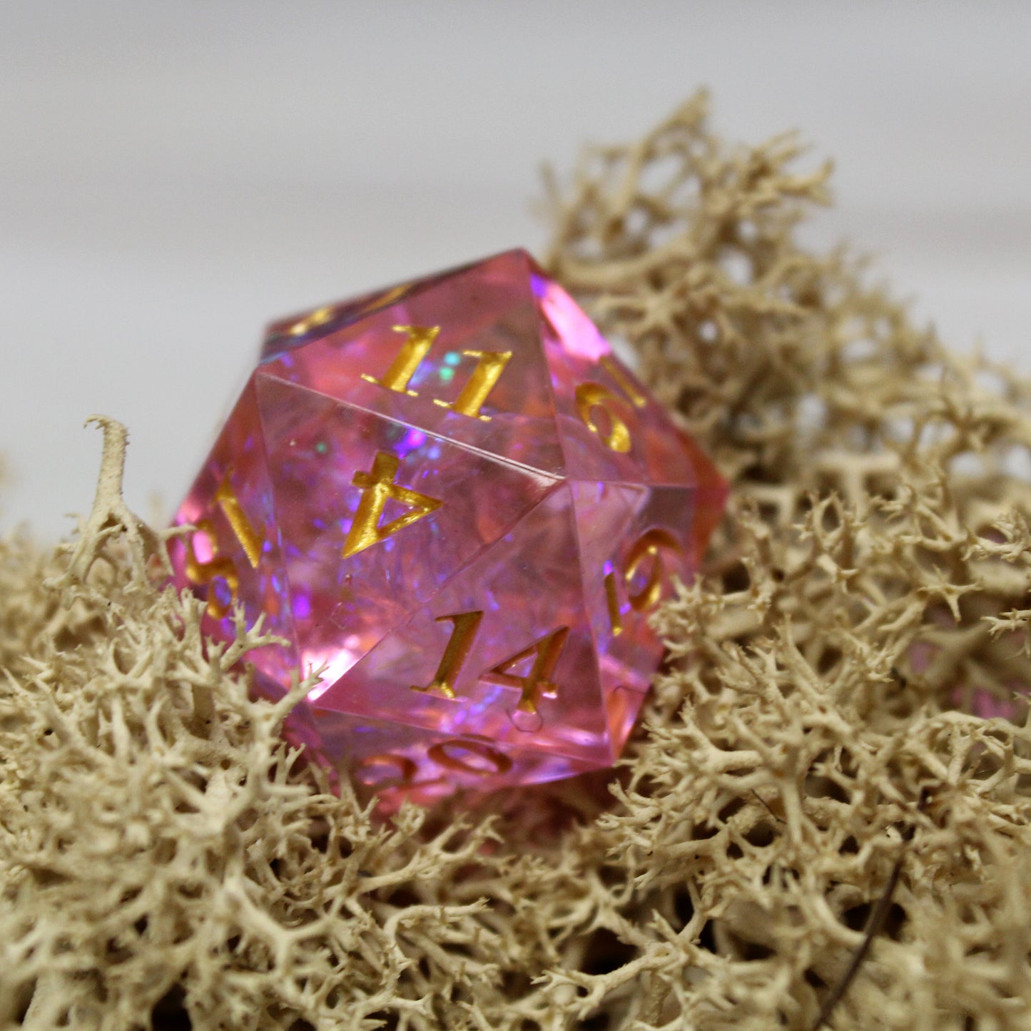 StarGlow Pink Sharp Edge Resin Dice Set