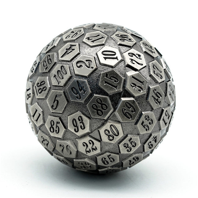 Metal D100 Antique Silver die on a white background