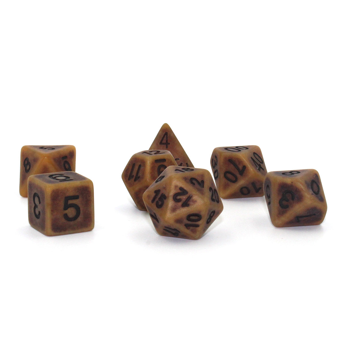 Antique Brown-Gold Polymer Dice Set