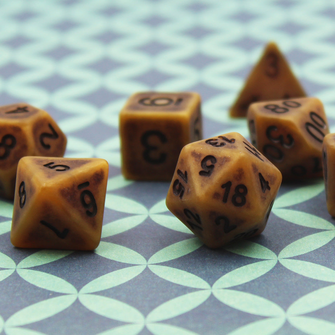 Antique Brown-Gold Polymer Dice Set