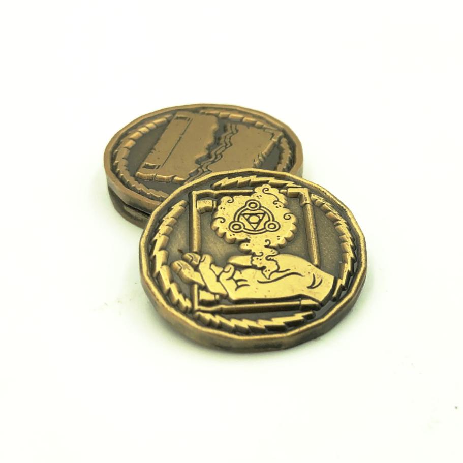 Character Coin Tokens, Wizards in Gold on White Background