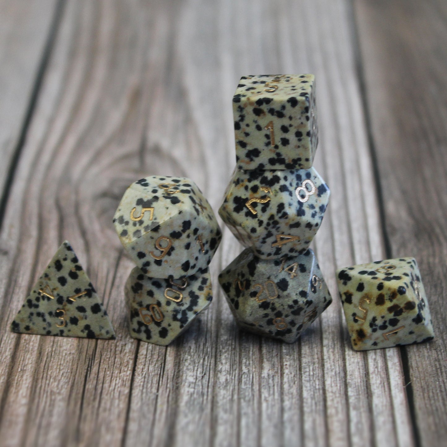 Gemstone Dalmatian Jasper RPG Dice Set