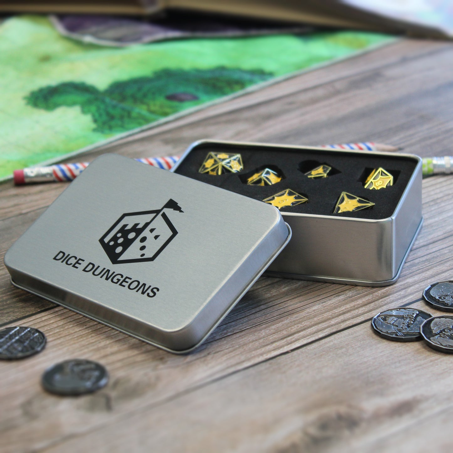 Metal DragonScale Black Dice Set with Display Box