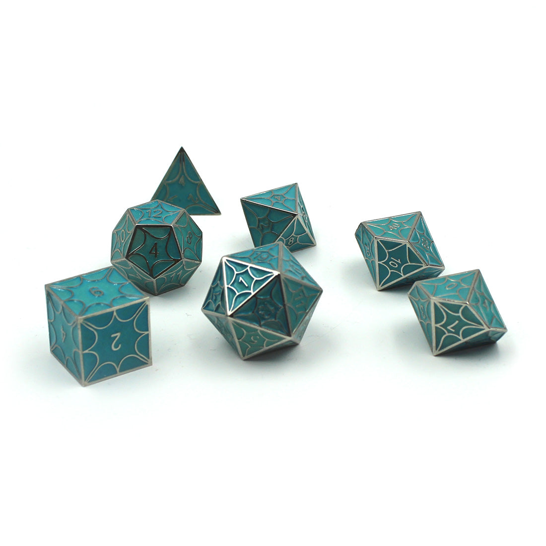 Glow in the dark dragon scale dice set