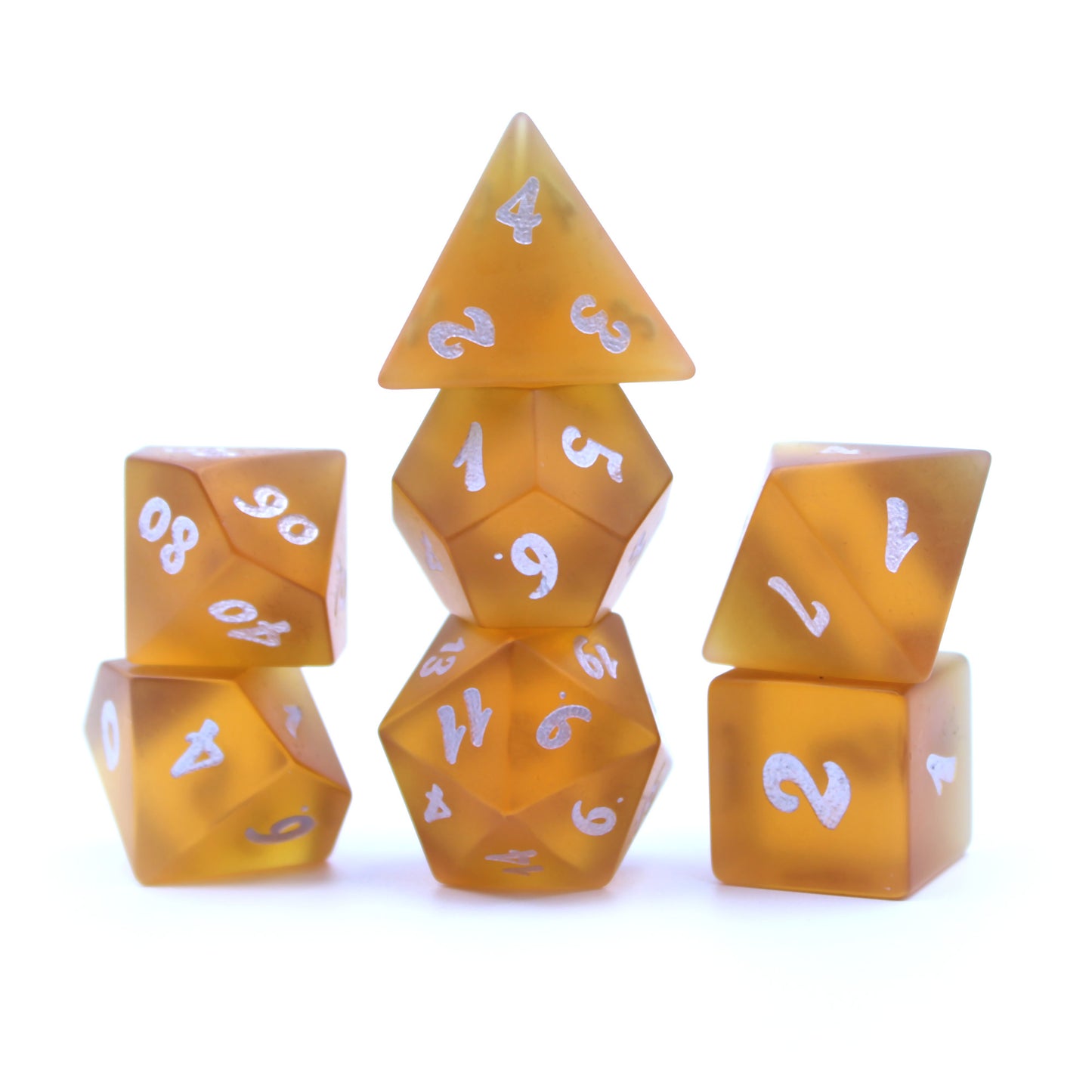 Fire Coral Orange Sea Glass Dice Set