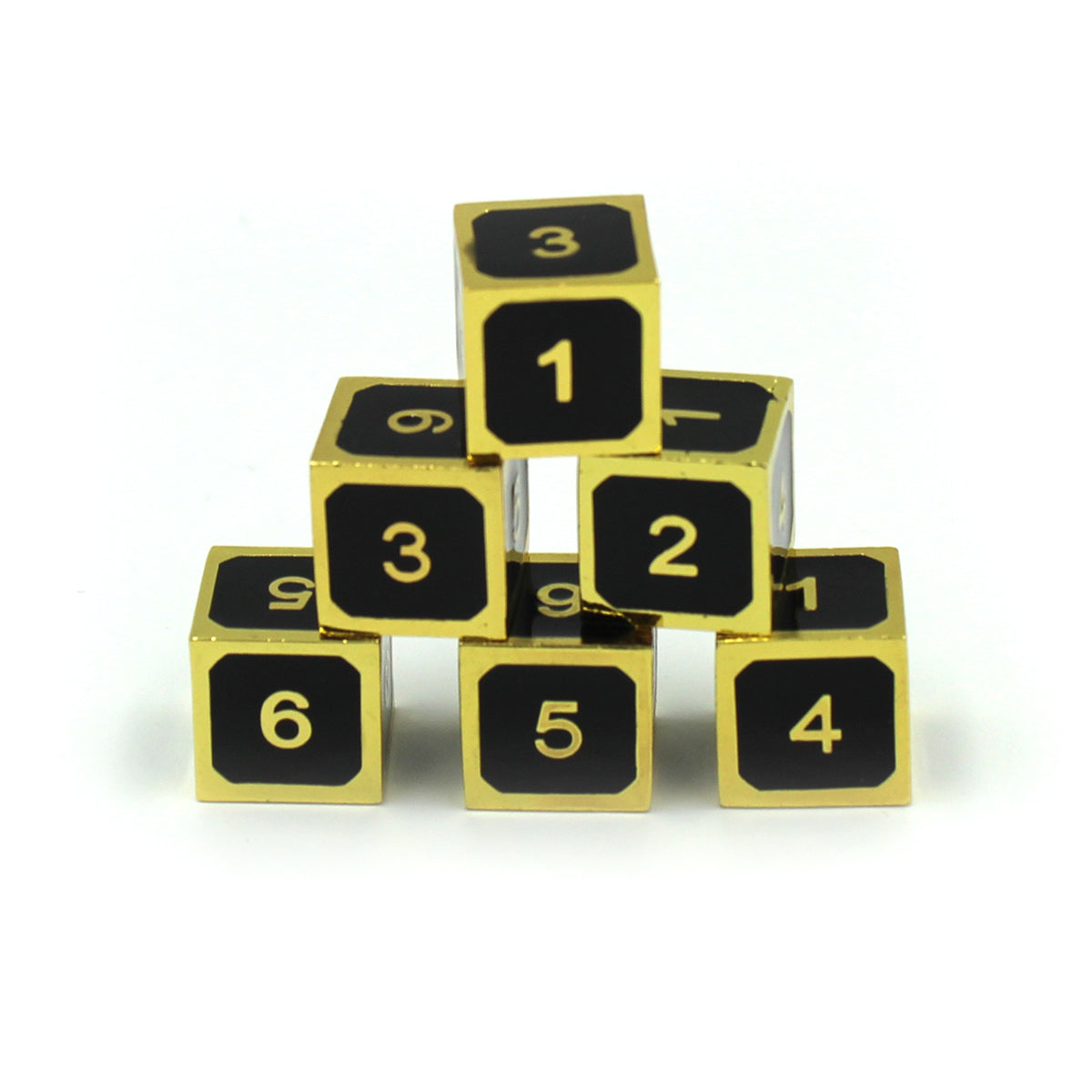 Metal Black and Gold 6d6 Dice Set