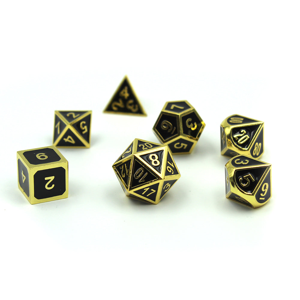 Metal Imperial Black & Gold Dice Set with Display Box