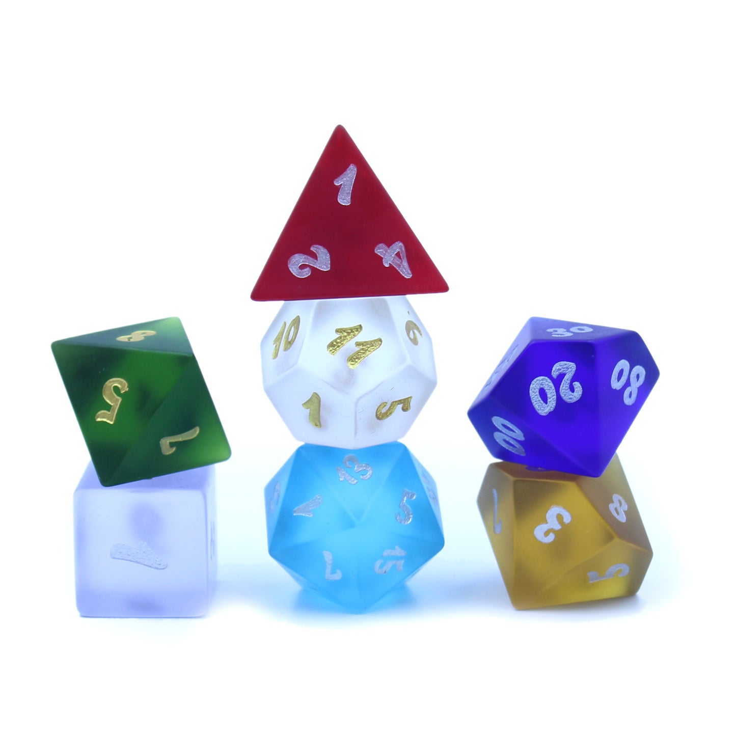 Multi-Color Sea Glass Dice Set