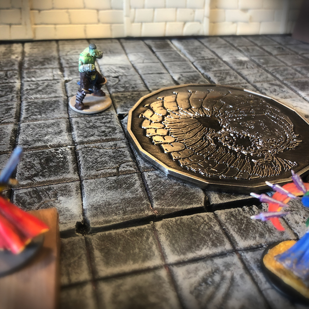 Purple Worm token placed on a battle grid, scaled for 1-inch grids in standard D&D 5e gameplay.