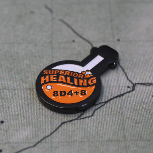 Potion of Superior Healing token placed on a stone battlemap, ready for tracking healing potions in Dungeons & Dragons gameplay.