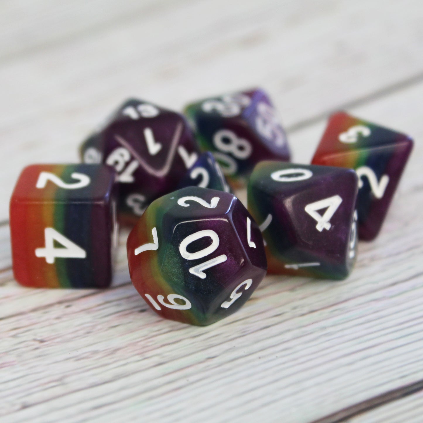 Rainbow Layer Multicolor Plastic RPG Dice Set