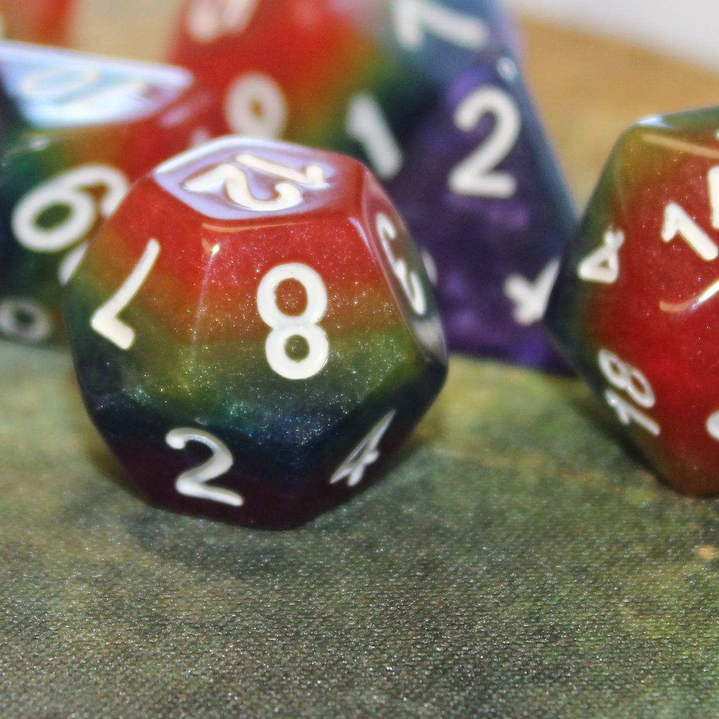 Rainbow Layer Multicolor Plastic RPG Dice Set d12