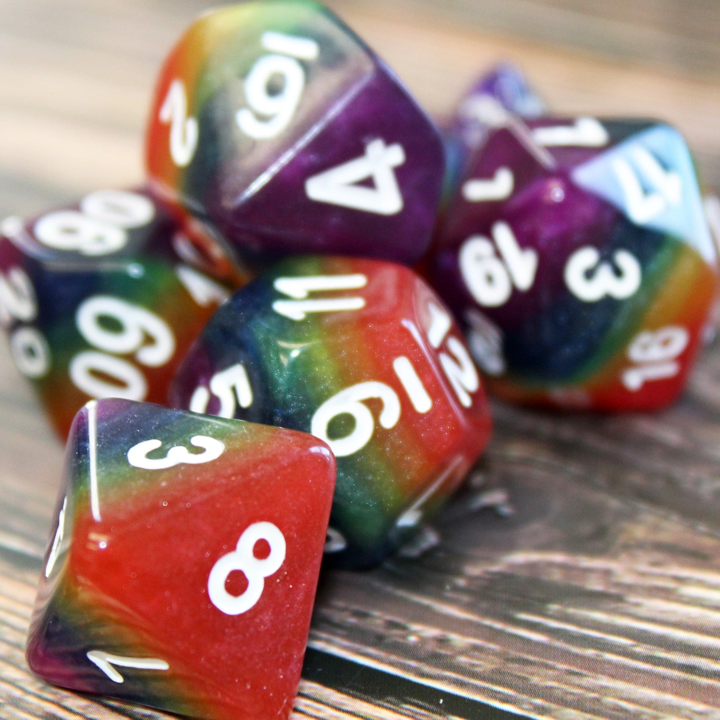 Rainbow color Plastic D&D Dice Set