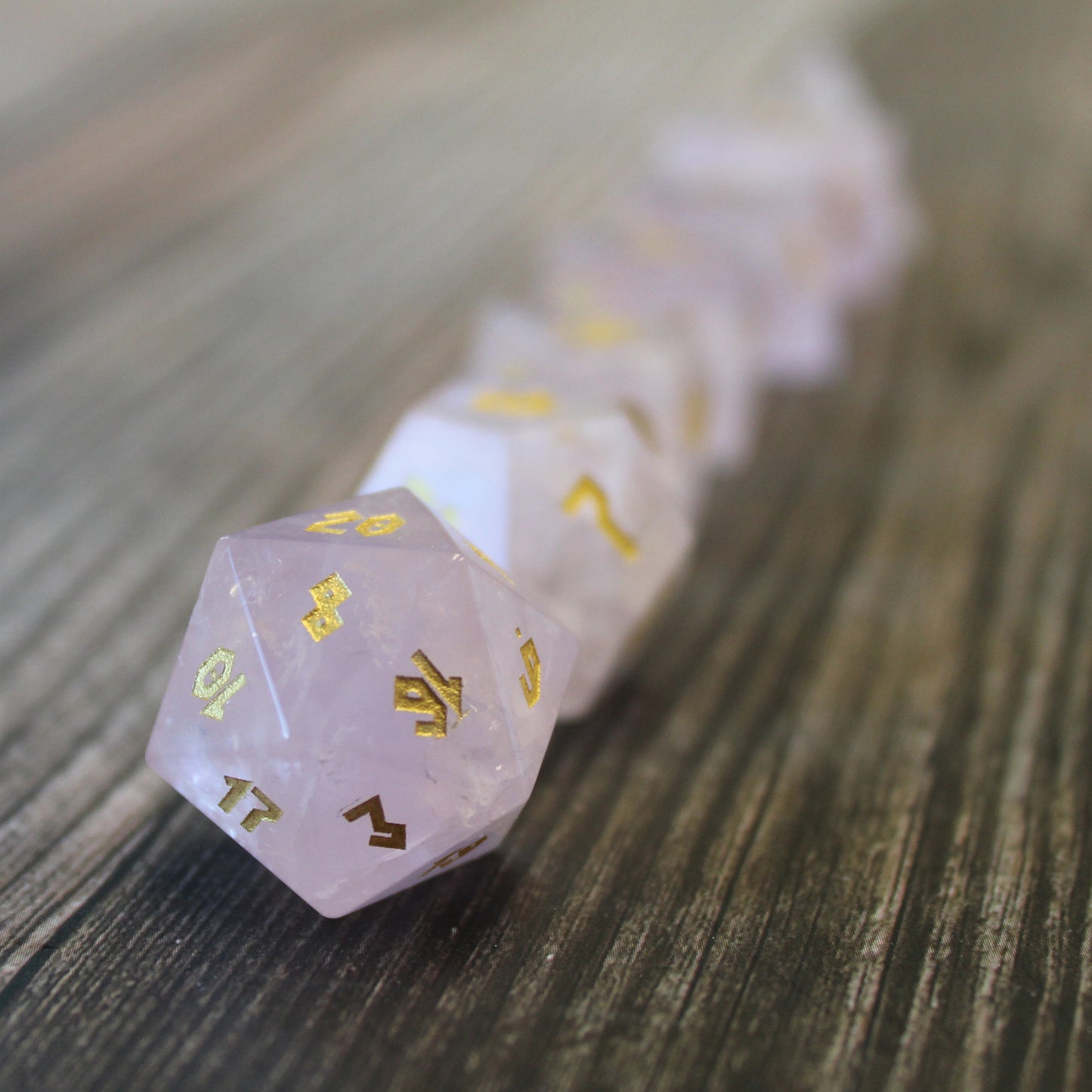 Rose Quartz Dice Set with Display Box