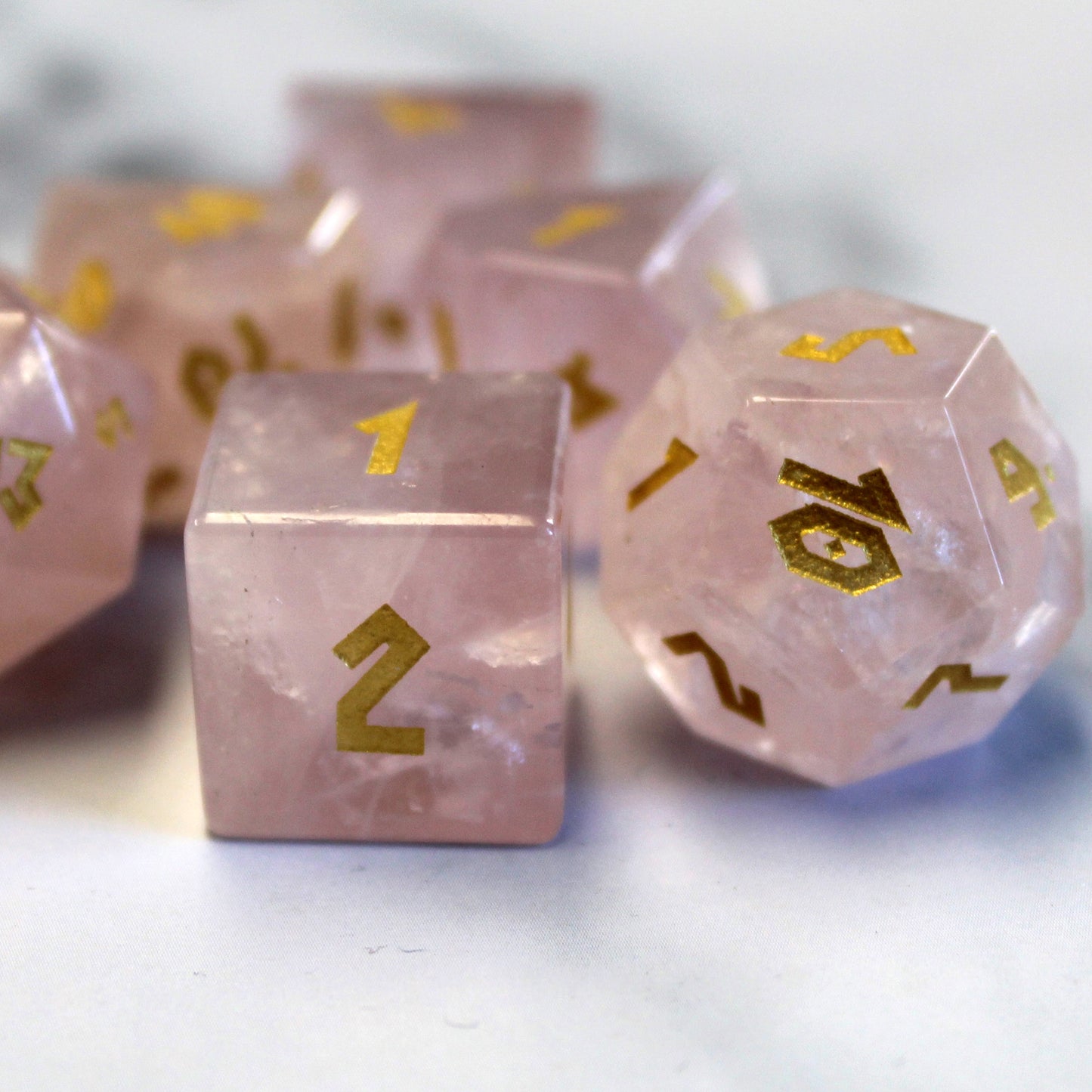 Rose Quartz Dice Set with Display Box