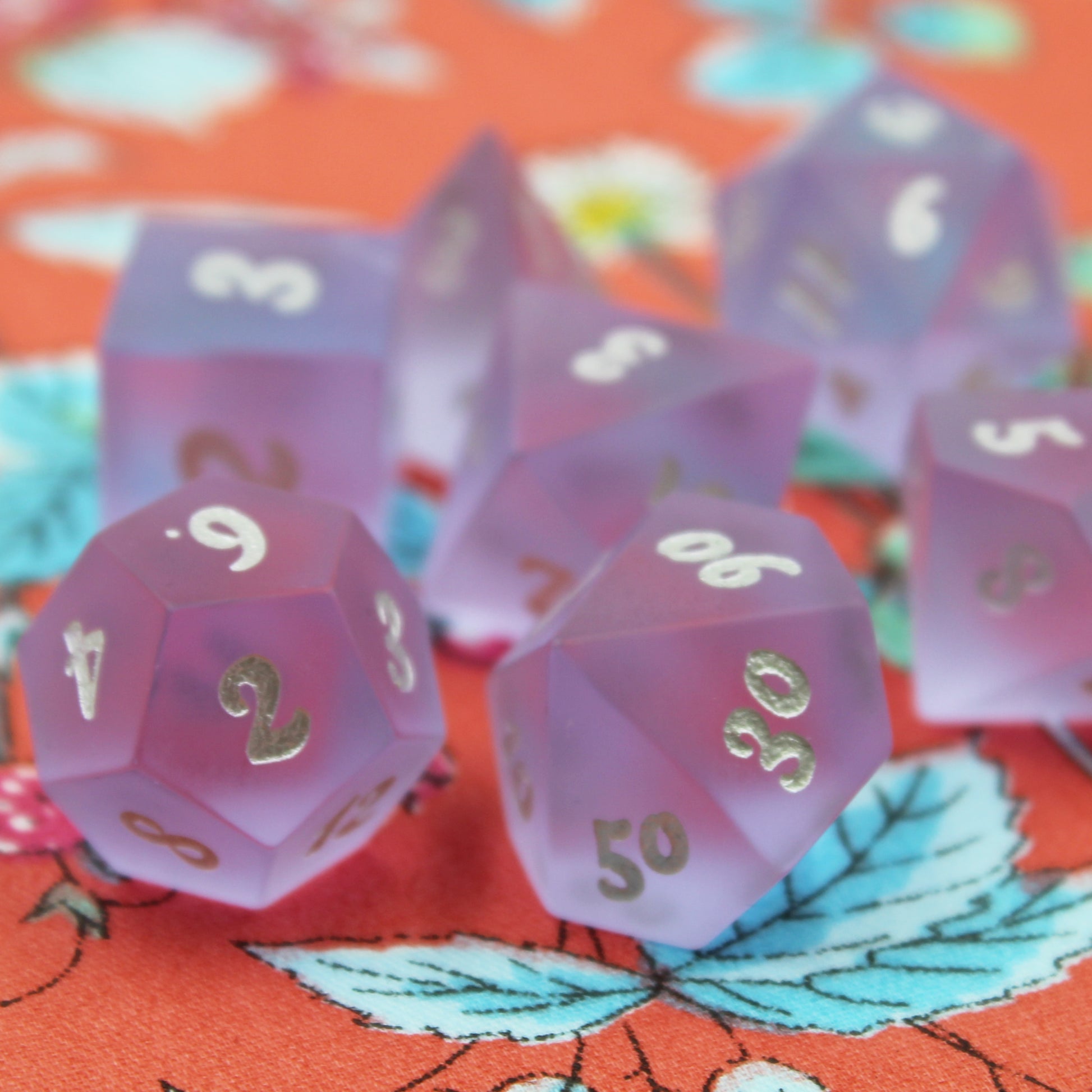 Royal Fortune Purple Sea Glass Dice Set