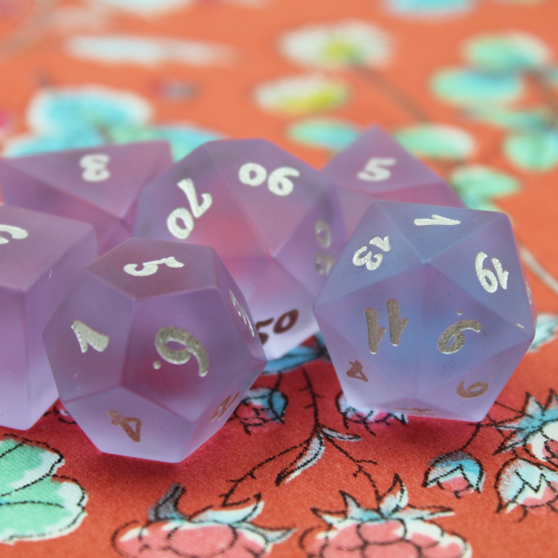 Royal Fortune Purple Sea Glass Dice Set
