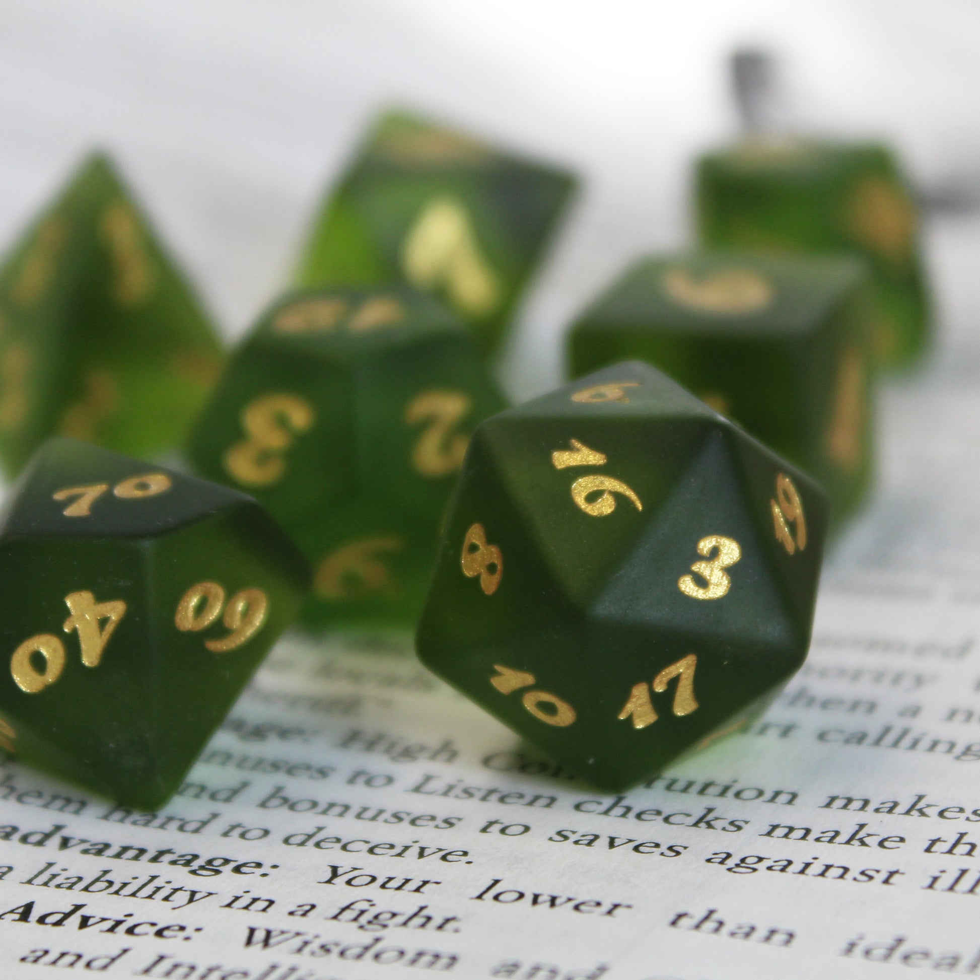 Frost glass dice for D&D