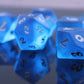 Bright Blue frost glass 7-piece dice set