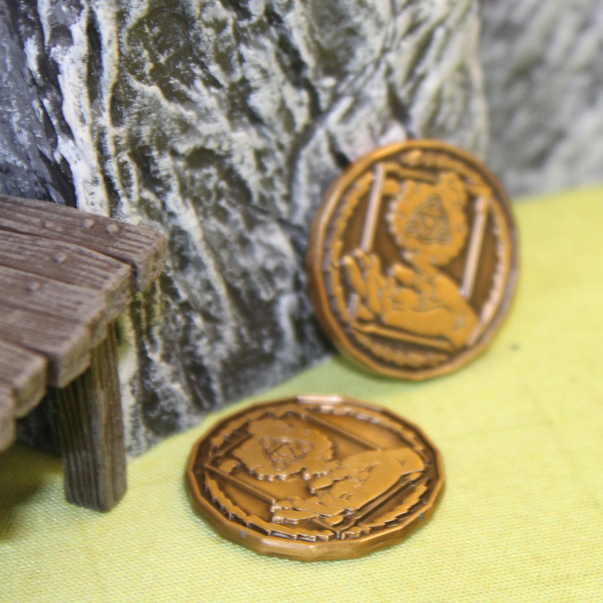 Two Wizard Tokens, Heads sides up, on battle map