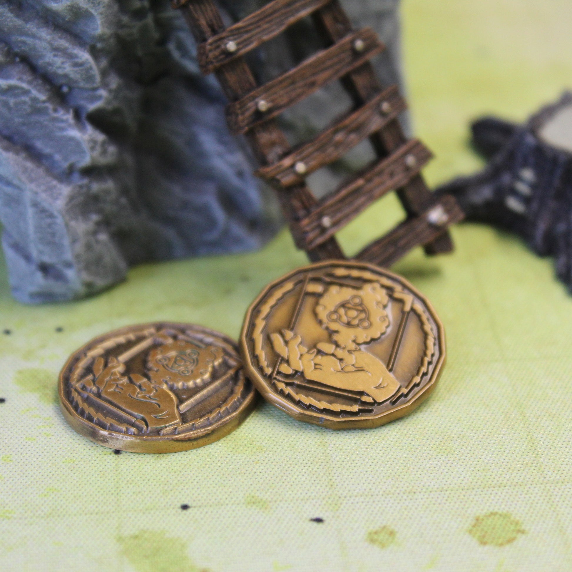 Two wizard tokens on a battle map background