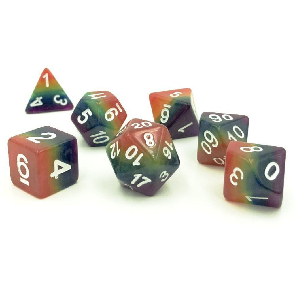 Rainbow Layer Multicolor Plastic RPG Dice Set