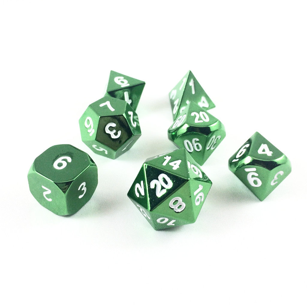 Metal Radiant Green Dice Set with Display Box