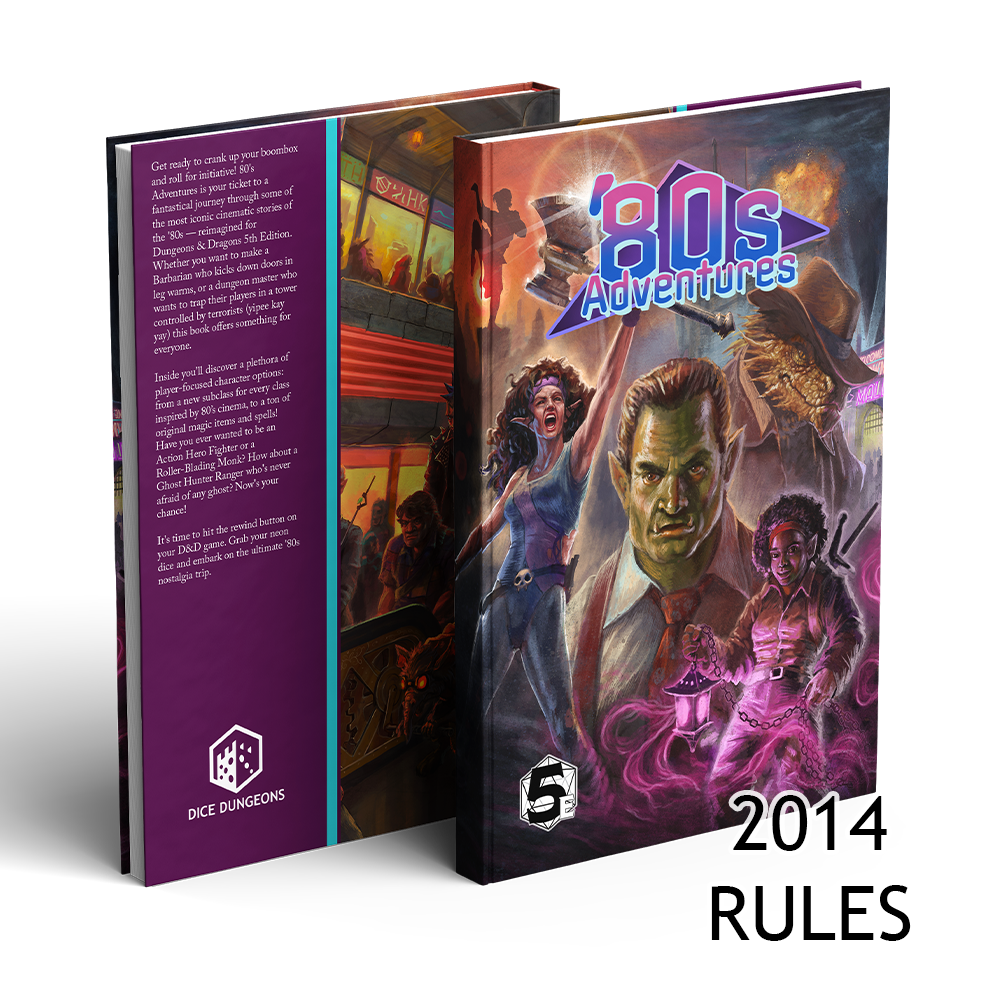 80s Adventures! A book for 5th edition (2014) dungeons and dragons d&d rpg game.