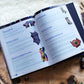 Open dnd book with game rules for new magic items inspired by the 80s on a game map surface.