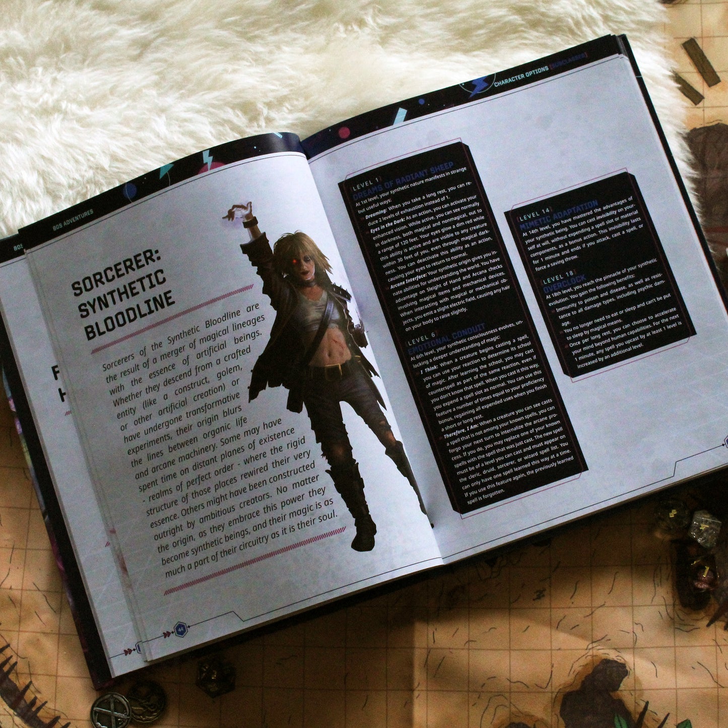 Open dnd book with character rules for a new subclass of Sorcerer for dungeons and dragons.