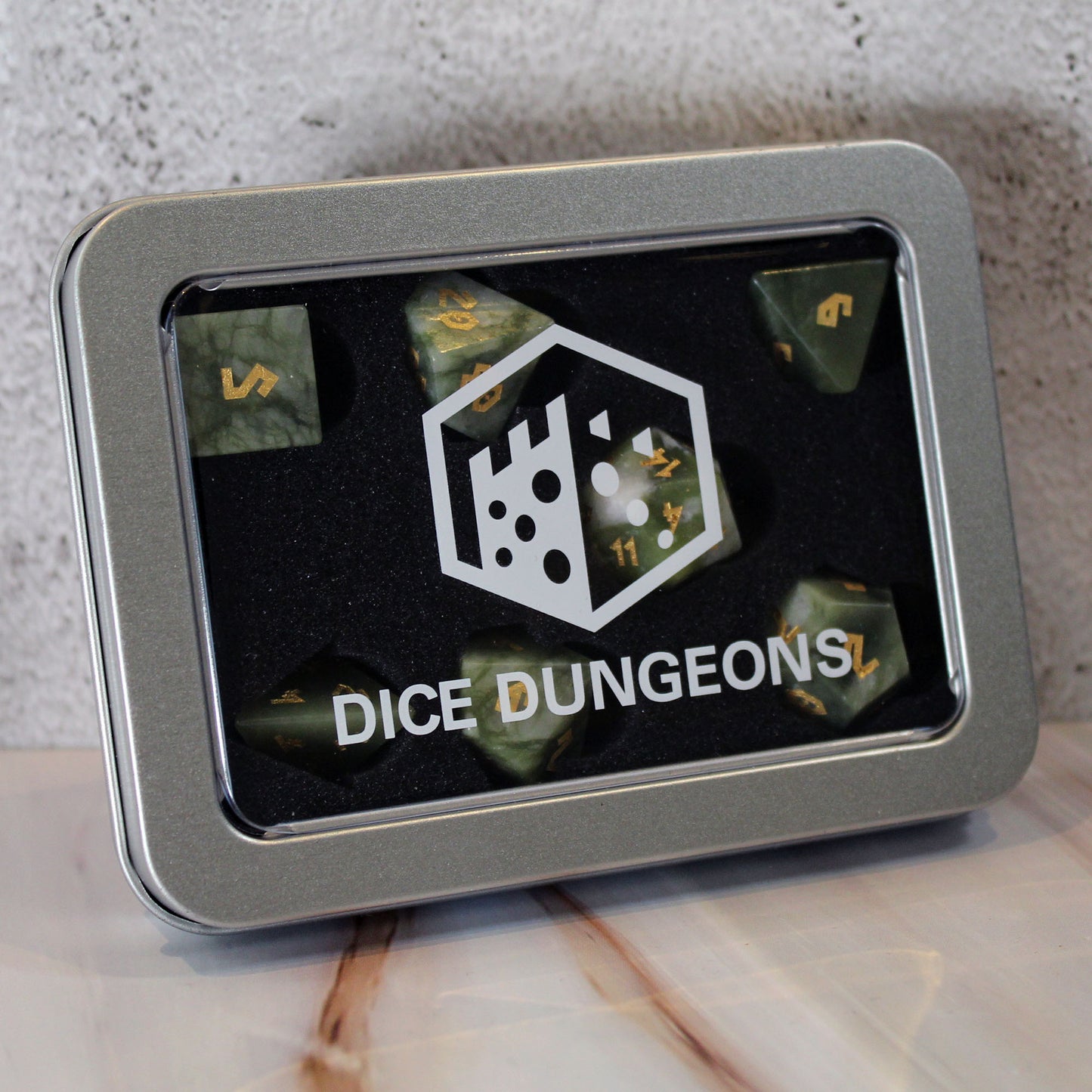 Brazilian Jade Dice Set with Display Box