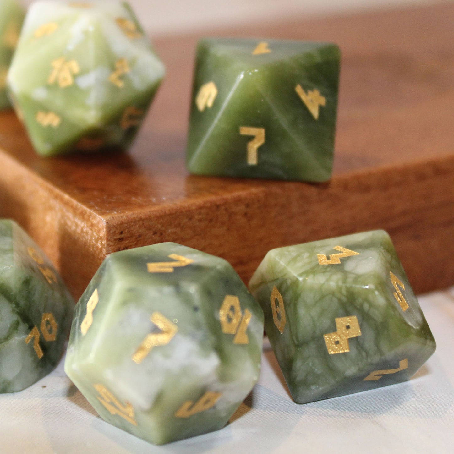 Brazilian Jade Dice Set with Display Box