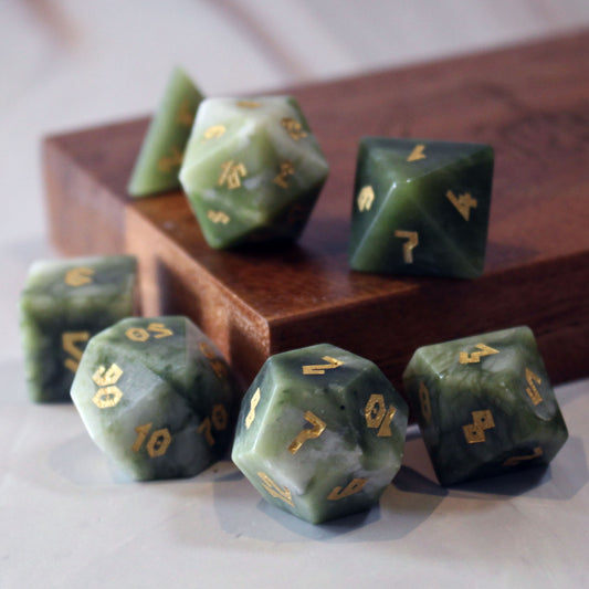 Brazilian Jade Dice Set with Display Box