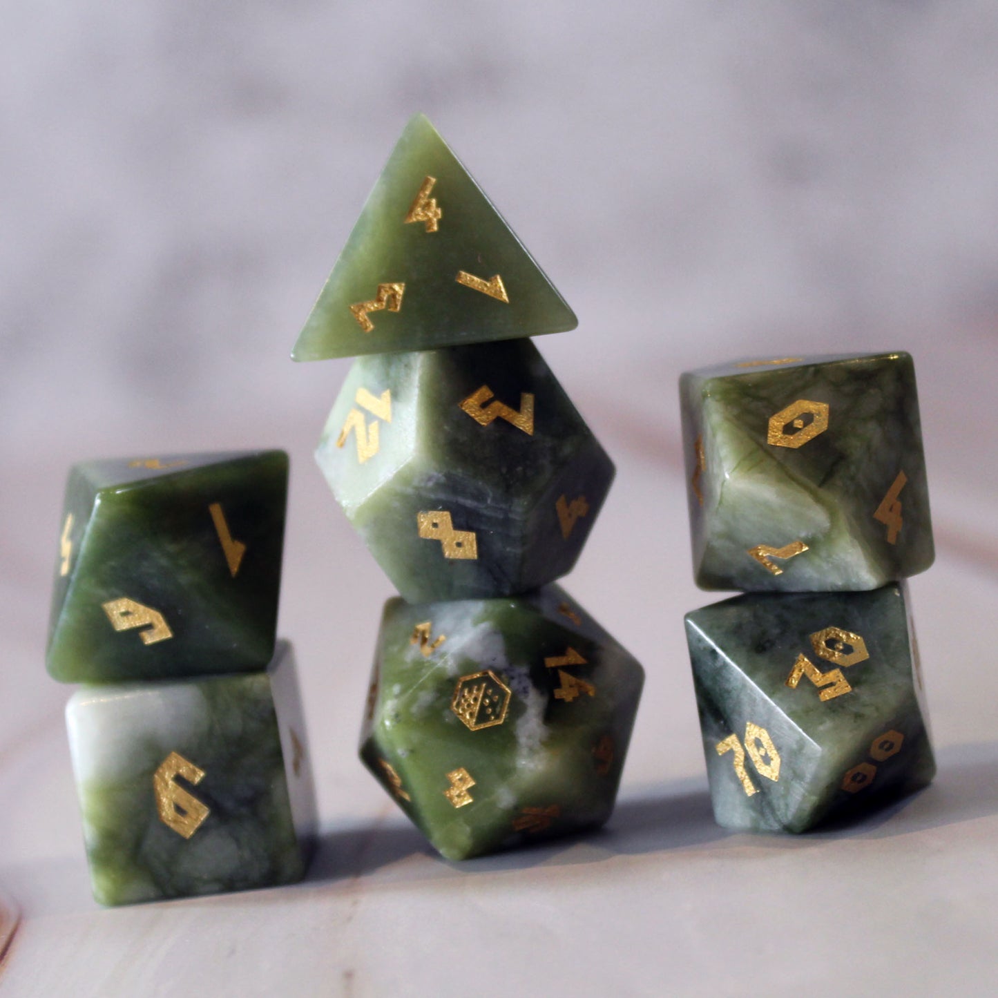 Brazilian Jade Dice Set with Display Box