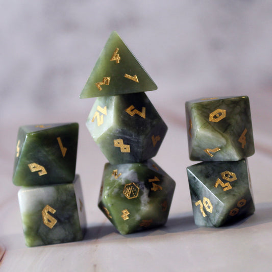 Brazilian Jade Dice Set with Display Box