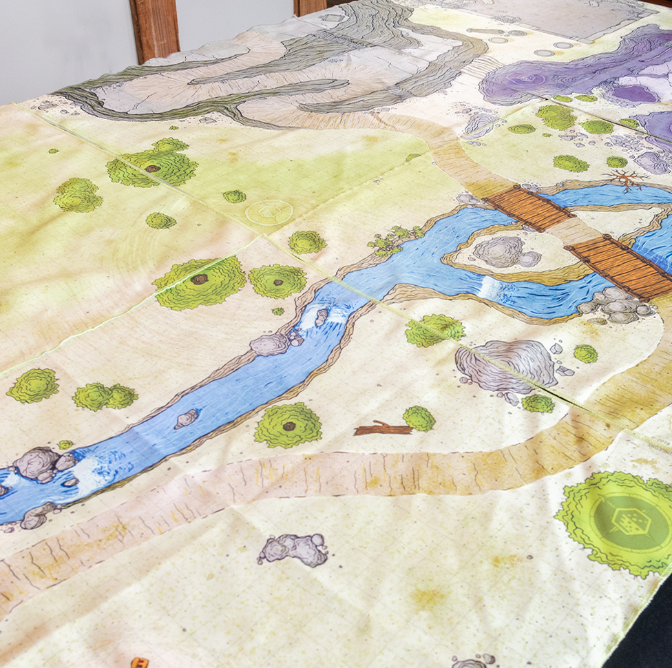 Isometric photo of multiple battle maps tiled together