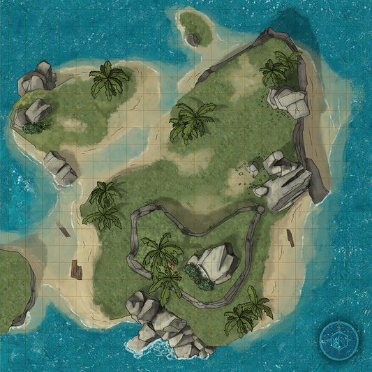Overhead image of an island battle map