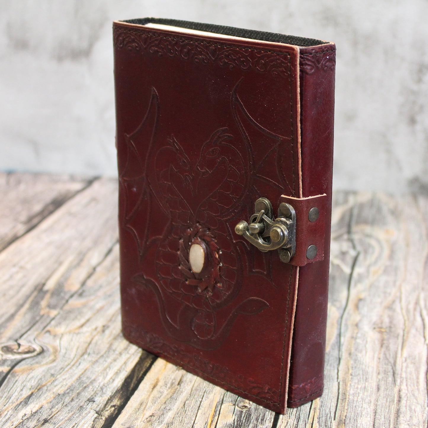 High-quality leather tabletop gaming journal with twin dragons, built for durability through long roleplaying sessions
