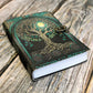 Durable RPG journal accessory with rich green leather and gold detailing, perfect for players and dungeon masters alike