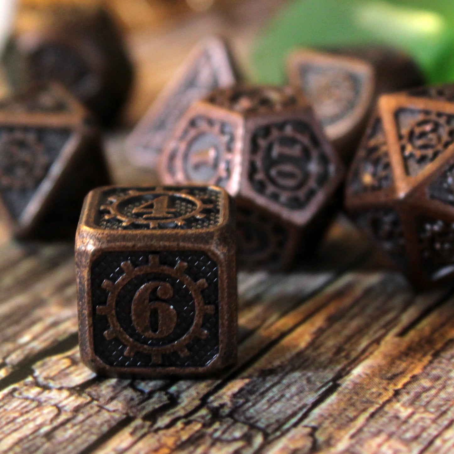 Metal Mechanist Antique Copper Dice Set