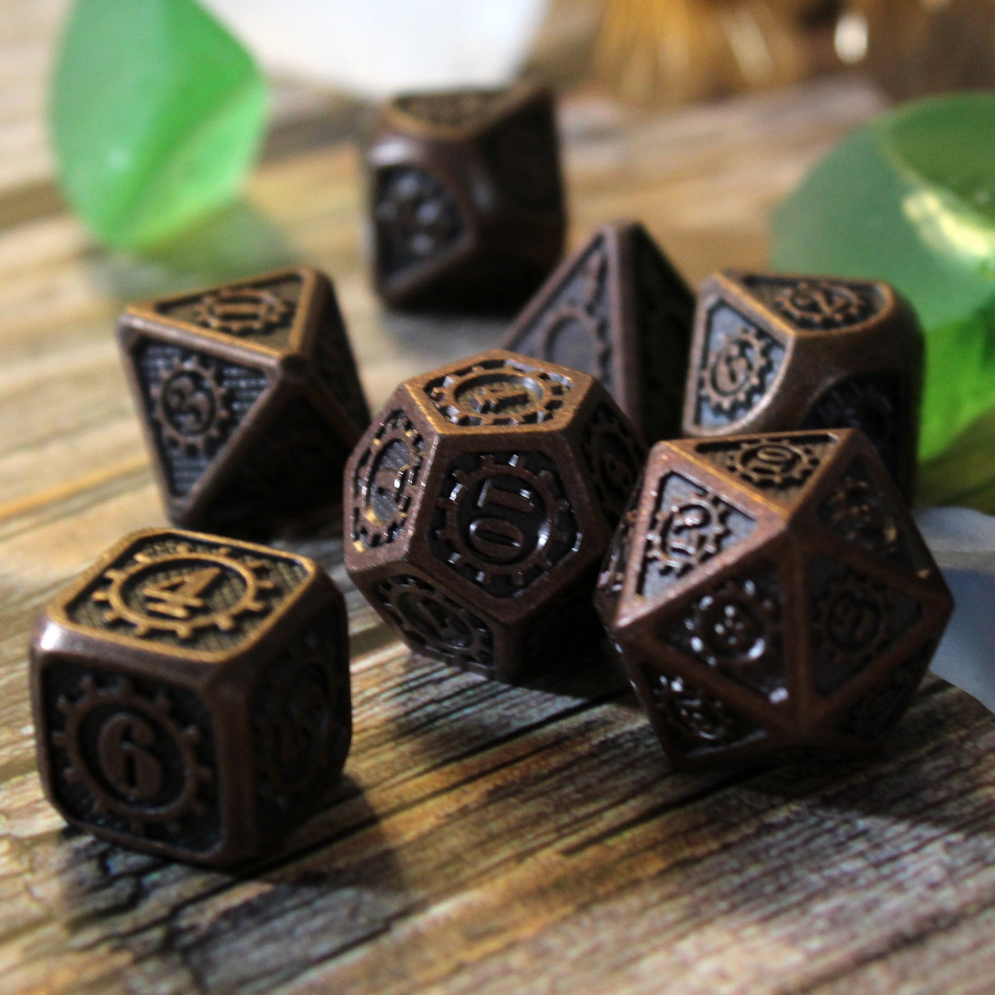 Metal Mechanist Antique Copper Dice Set