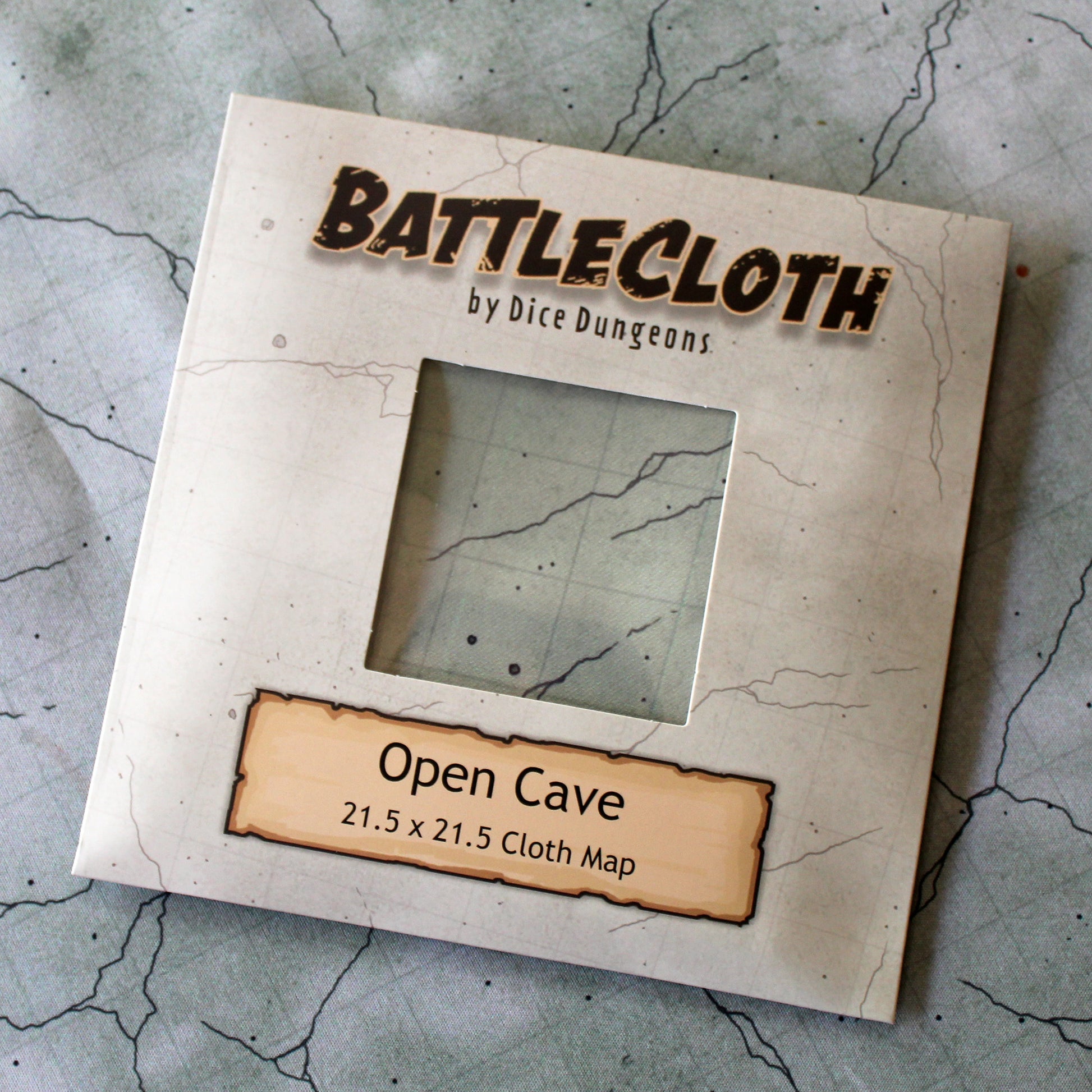 BattleCloth by Dice Dungeons packaging on a textured surface